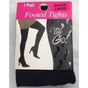 On The Go! Women Footed Tights Hosiery Black Large Dress 1 Pair NWT